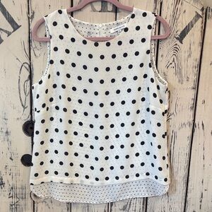 Rose & Olive Black and White Polka Dot Tank Top
